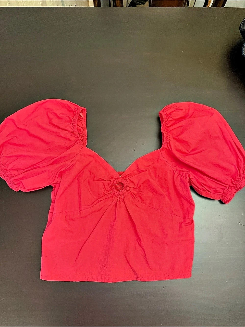 Sim & Sam Bright Pink Sweetheart Crop Top with O-Ring Detail Large, runs small
